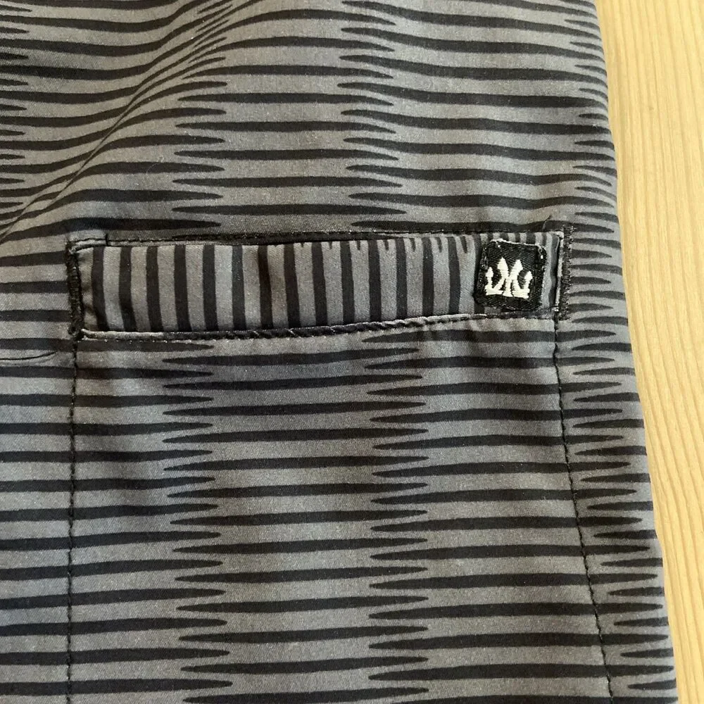 MICROS Swim Trunks Board Shorts Men's Size 38 Stripe Black Gray Bathing Suit